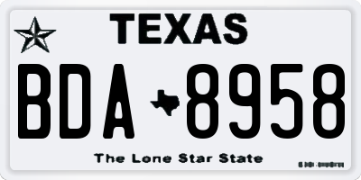 TX license plate BDA8958