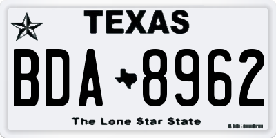 TX license plate BDA8962