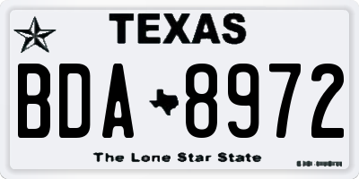 TX license plate BDA8972
