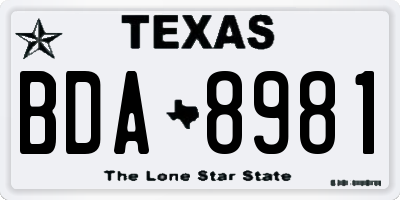 TX license plate BDA8981