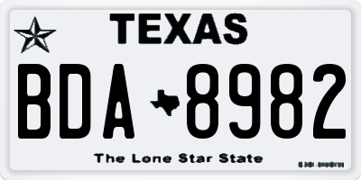 TX license plate BDA8982