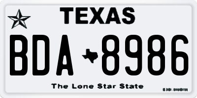 TX license plate BDA8986