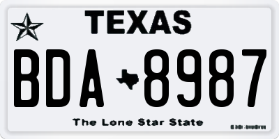 TX license plate BDA8987