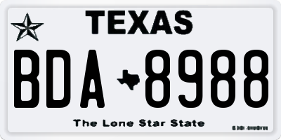 TX license plate BDA8988