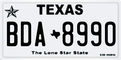 TX license plate BDA8990