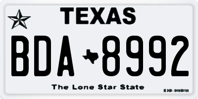 TX license plate BDA8992