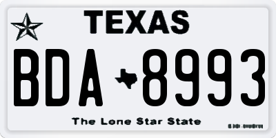 TX license plate BDA8993