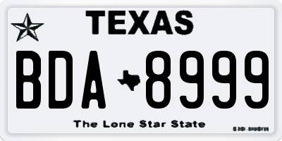 TX license plate BDA8999