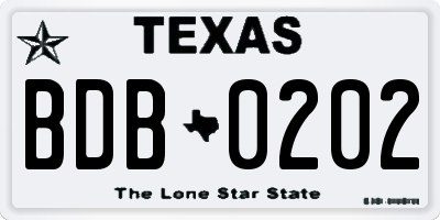 TX license plate BDB0202
