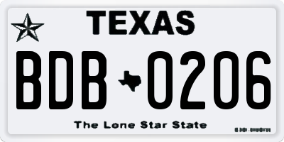 TX license plate BDB0206