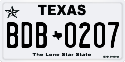 TX license plate BDB0207