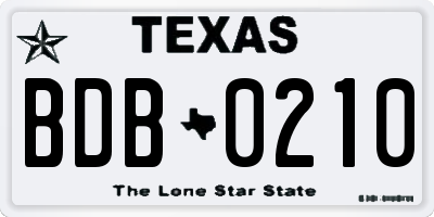 TX license plate BDB0210