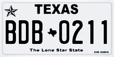TX license plate BDB0211