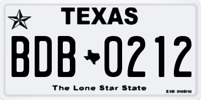 TX license plate BDB0212