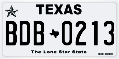 TX license plate BDB0213