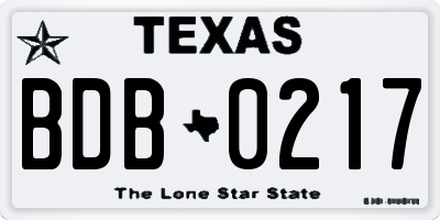 TX license plate BDB0217