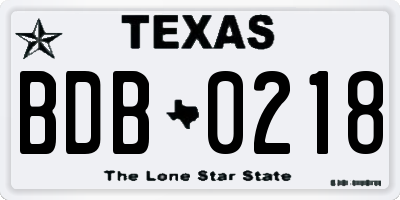 TX license plate BDB0218