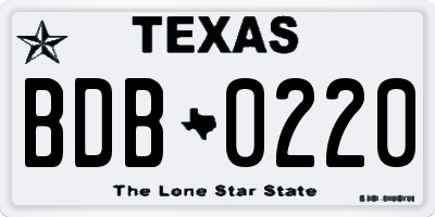 TX license plate BDB0220
