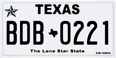 TX license plate BDB0221