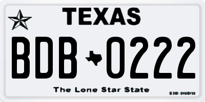 TX license plate BDB0222