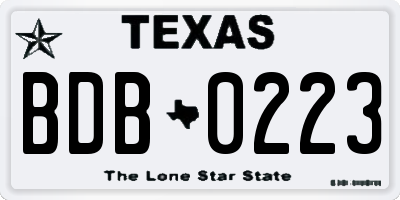 TX license plate BDB0223