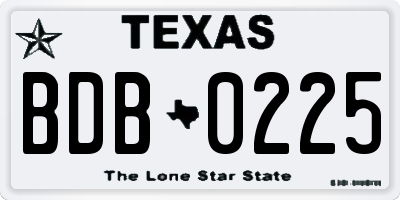 TX license plate BDB0225