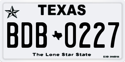 TX license plate BDB0227