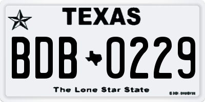 TX license plate BDB0229