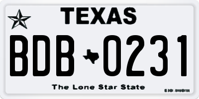 TX license plate BDB0231