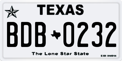 TX license plate BDB0232