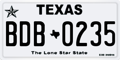 TX license plate BDB0235