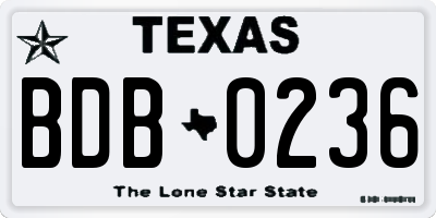 TX license plate BDB0236