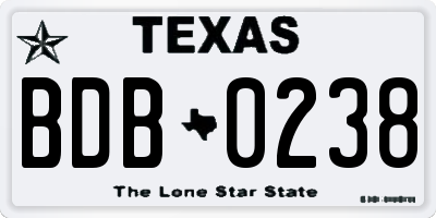 TX license plate BDB0238