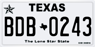 TX license plate BDB0243
