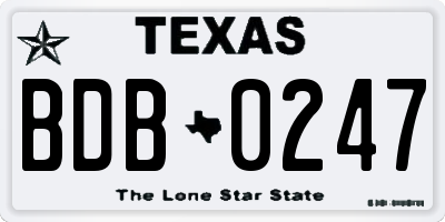 TX license plate BDB0247