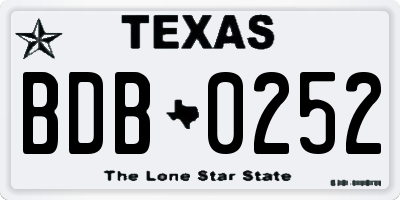 TX license plate BDB0252