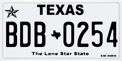 TX license plate BDB0254