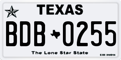 TX license plate BDB0255