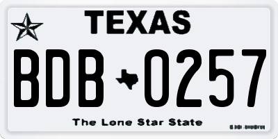 TX license plate BDB0257