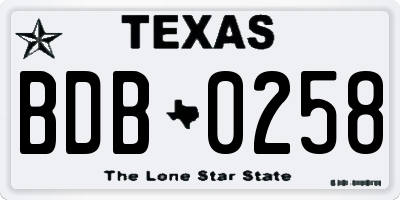 TX license plate BDB0258