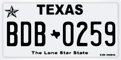 TX license plate BDB0259