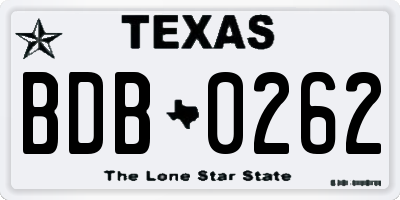 TX license plate BDB0262