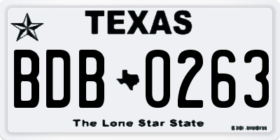 TX license plate BDB0263