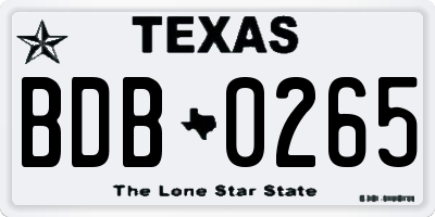 TX license plate BDB0265
