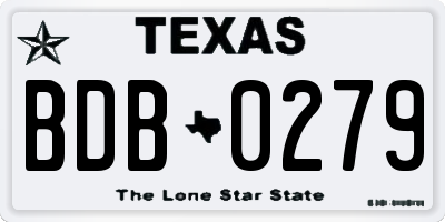 TX license plate BDB0279