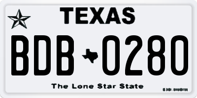 TX license plate BDB0280