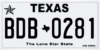 TX license plate BDB0281