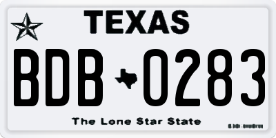 TX license plate BDB0283