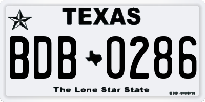 TX license plate BDB0286