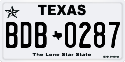 TX license plate BDB0287